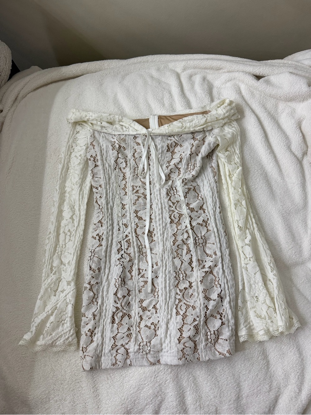 SHEIN White Lace Mini Skirt with Tie Front